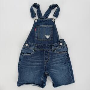 LEVI'S Girls Medium Wash Raw Hem Denim Shortalls Fall Western Cowgirl Size 6 REG